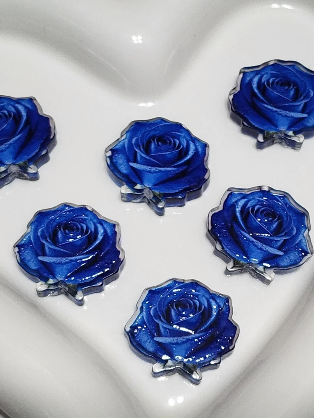 Blue Rose Beads 2 Pcs Focal‎ Bead Beaded Pen Jewelry Making Charms Earrings